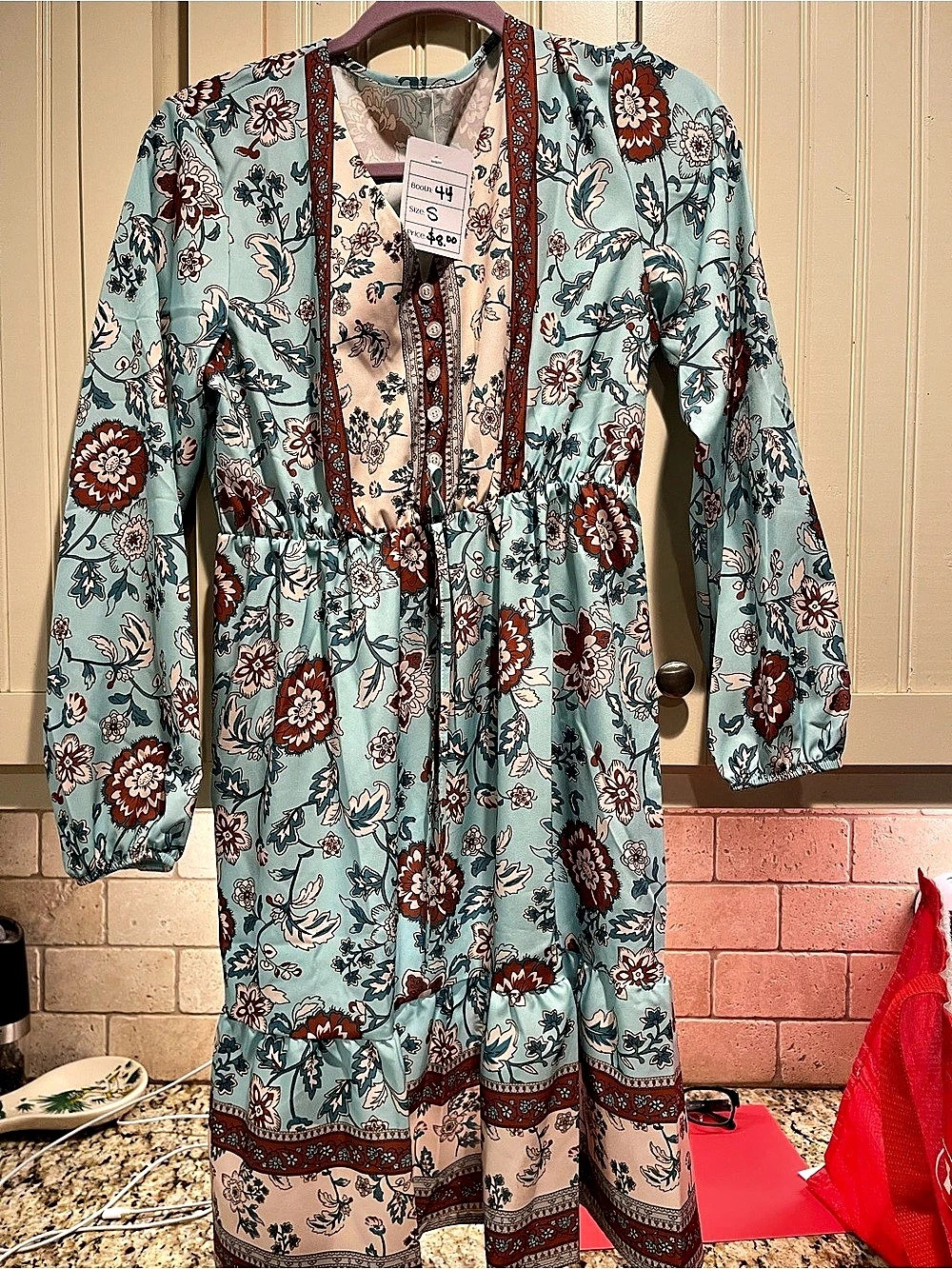 Floral Maxi Dress in Blue & Brown Size Medium NWT